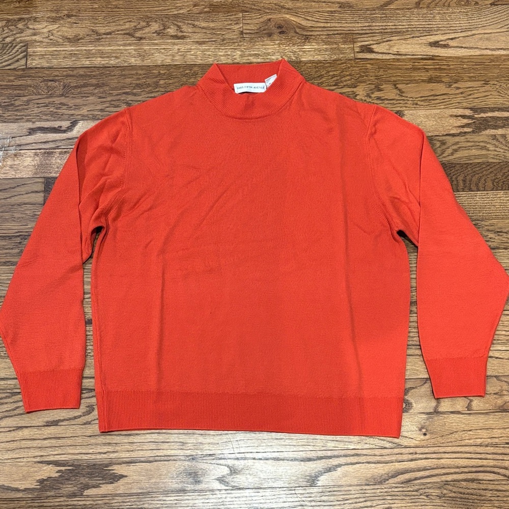 Saks Fifth Avenue Virgin Wool Orange Sweater for Men